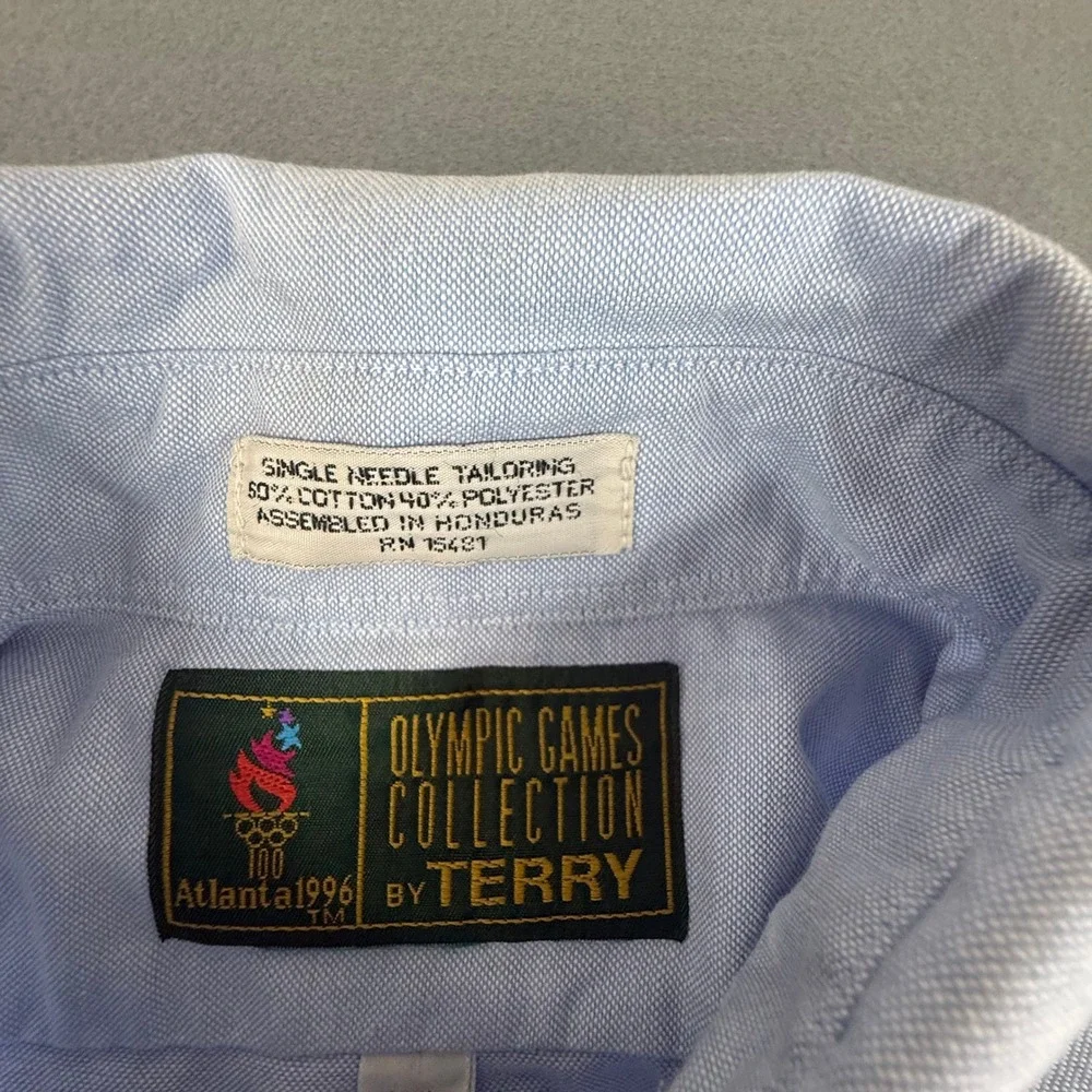Vintage Olympic Game sCollection Shirt Men XL Blue Atlanta 1996 Oxford Button Up